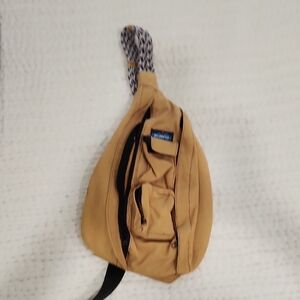 Kavu Tan Crossbody Bag with Patterned Strap